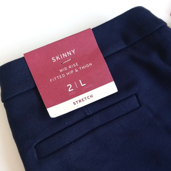 Merona Navy Blue Mid Rise Skinny Straight Pants Rayon Nylon Blend 2L (Stretch) - Picture 13 of 15
